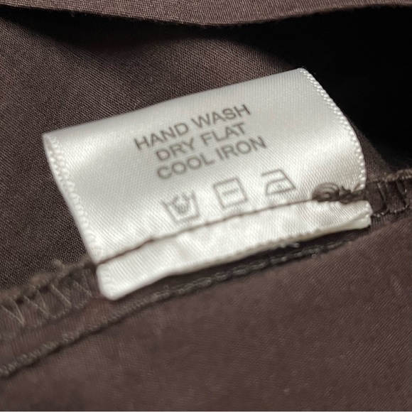 TORY BURCH Coco Brown Ruffle Front Button Up Long Sleeve Dress Shirt Size 4 - Picture 9 of 11